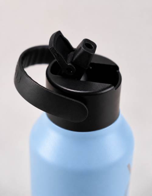 Detalhe da tampa da garrafa VOA Thermos Luxe Grace 350 ml azul-claro